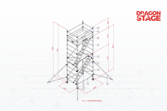 5.68m Mobile Scaffold Access Tower for Outdoor Event Tent Roof Installation & Fixing