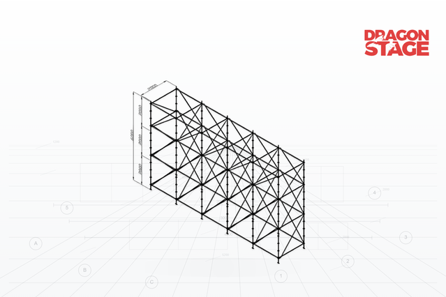 10m Wide Ringlock Stage Support Wall with 2m-Deep Braced Frame