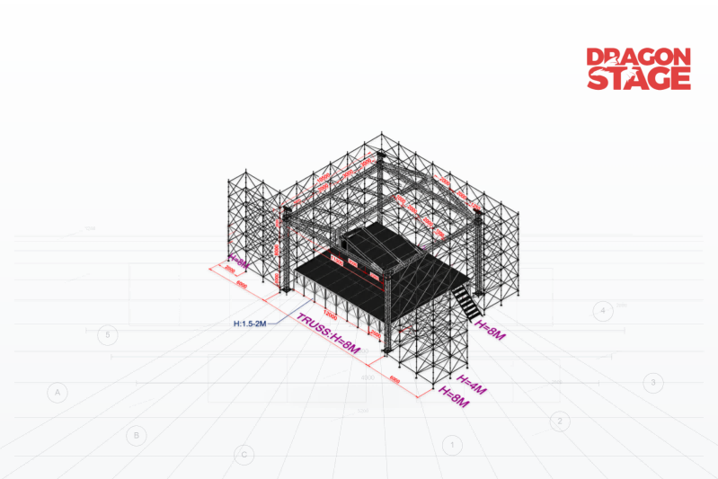 24m Hybrid Concert Stage Envelope with 12x12m Aluminum Roof and Twin LED Wings