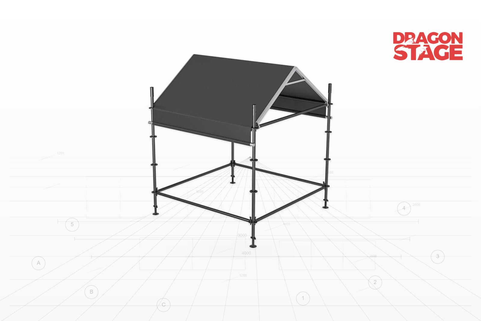 2x2m Open-Sided Ringlock FOH Pod with Aluminum Gable Roof