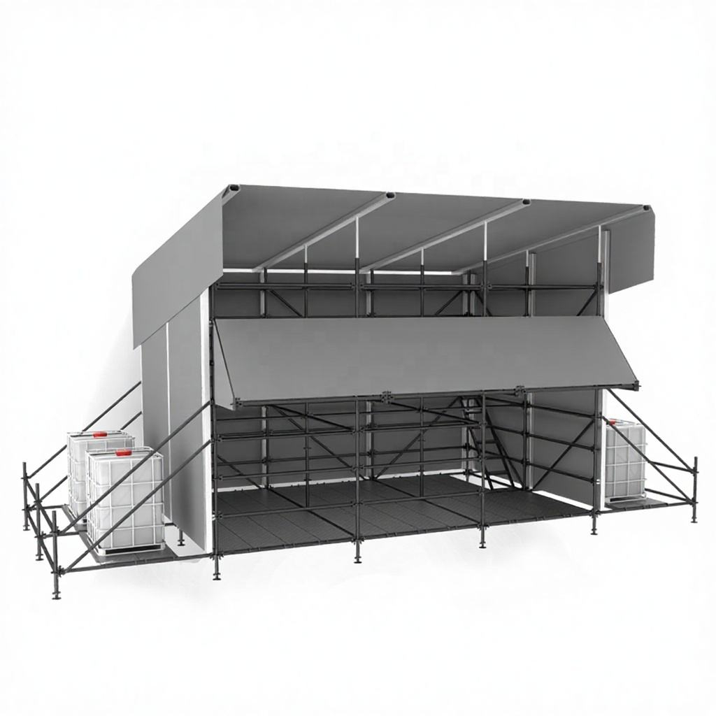 6x4m Hybrid Ringlock FOH Control Booth with Single-Slope Aluminum Roof, Working Platform and Weather Curtains.jpg