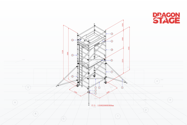 5.22m Mobile Scaffold Access Towers for Outdoor Lighting Truss Installation — Single & Double Width