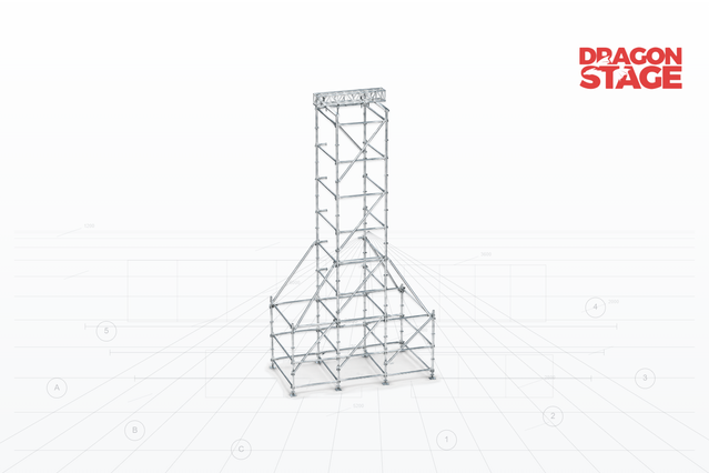 16m Ringlock Line Array Support Tower with Twin 4m Auxiliary Bases
