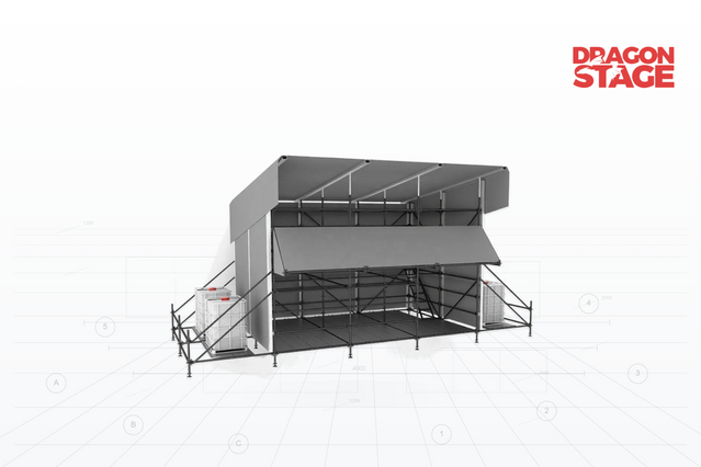 6x4m Elevated Ringlock FOH Shelter with 4–5m Sloped Aluminum Roof