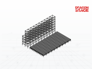 20m Ringlock LED Backdrop Support Structure with 200m² Elevated Aluminum Stage
