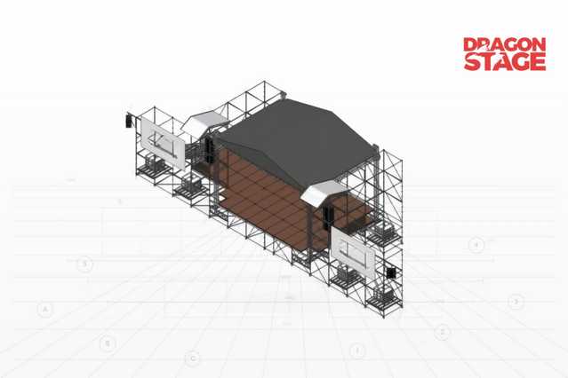 10x8x8m Hybrid Aluminum Roof with Ringlock Stage Platform And Side Wings