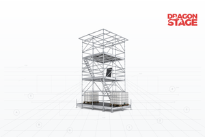 10m Multi-Level Ringlock FOH Control Tower with Internal Stairs and Covered Top