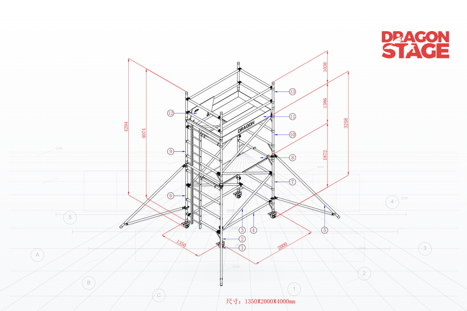 4m Aluminum Mobile Access Scaffold for Exhibition Truss Installation