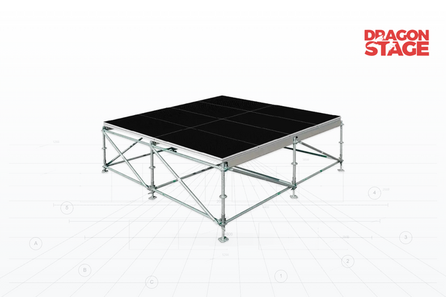 20x18m Steel Ringlock Concert Stage Platform with 2x1m Aluminum-Plywood Decks and Dual Access Stairs