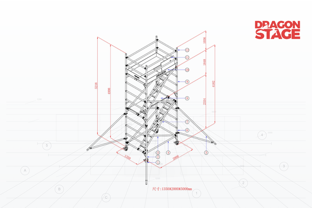 5m Mobile Scaffold Access Tower for Box Truss Lighting Frame Installation